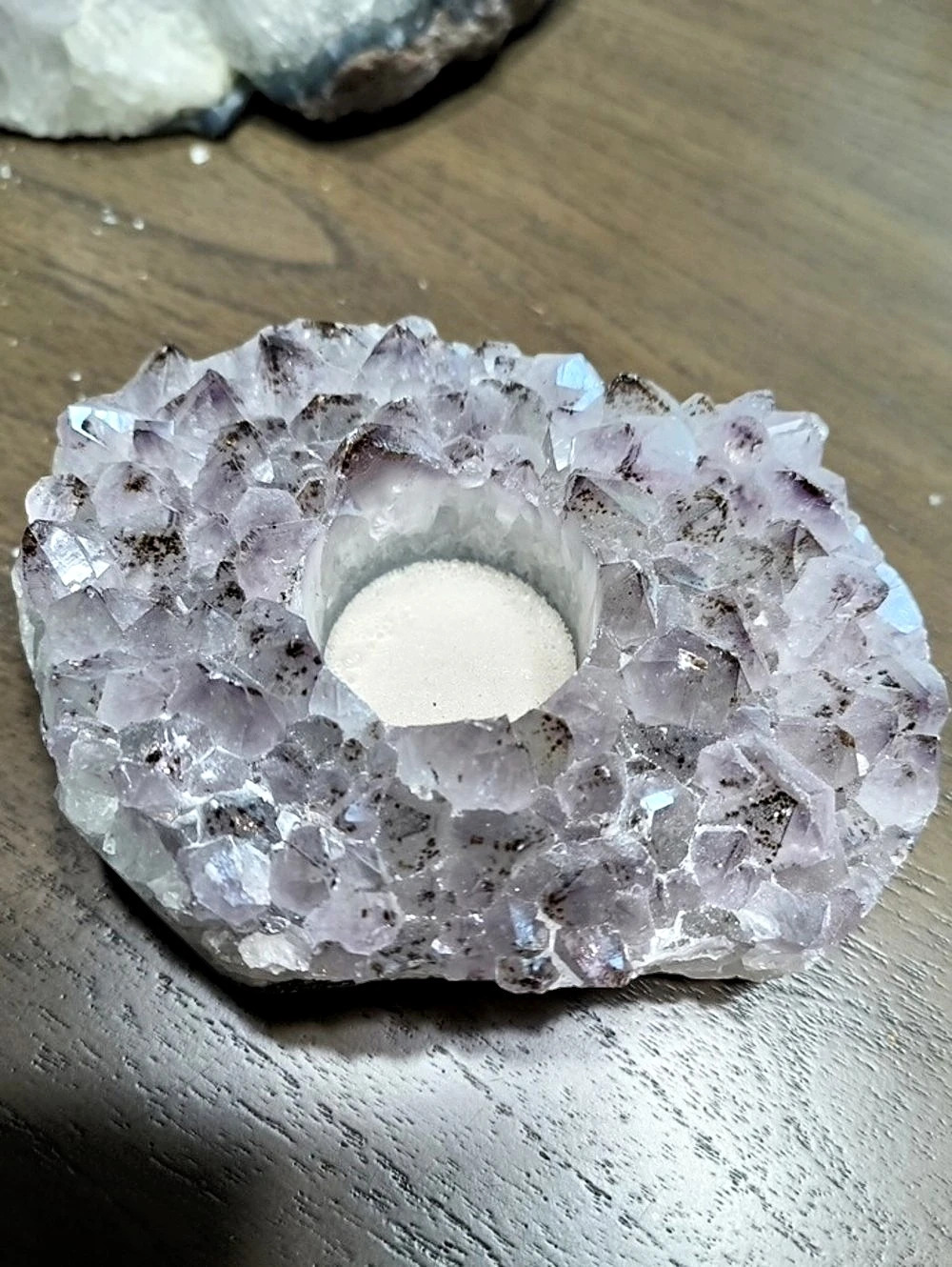 Amethyst Crystal Cluster Tea Light Candle Holder Decor